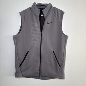 Nike Men's Therma Sphere Training Vest Jacket Grey Full Zip Activewear Large